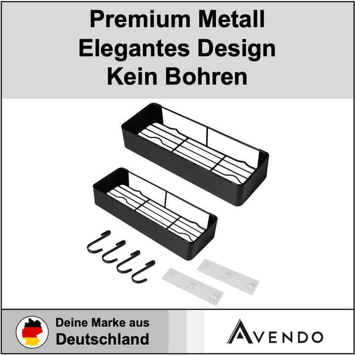 Generisch AVENDO Badregal ohne Bohren – 2er Set aus rostfreiem Metall – Duschablage in edlem matt-sc