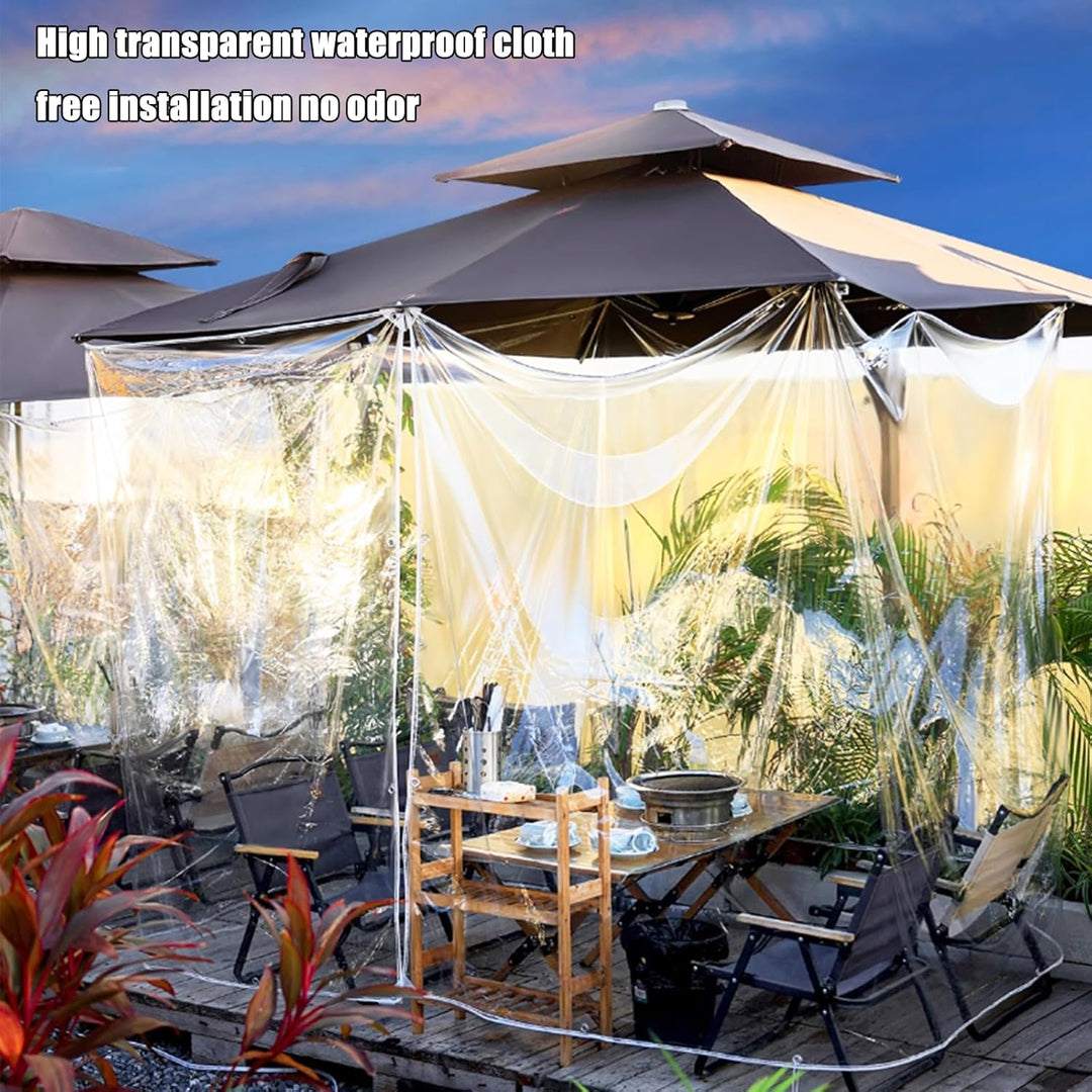 Gewächshaus Gartenmöbel Plane Transparent mit Ösen - PVC Balkon Pavillon wasserdicht Abdeckplane Fal