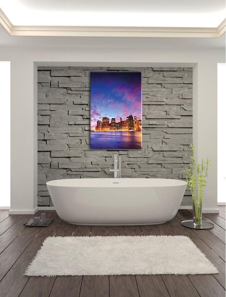 Pixxprint Skyline New York - Blick vom Dach des Empire State Building, Format: 100x70 auf Leinwand,