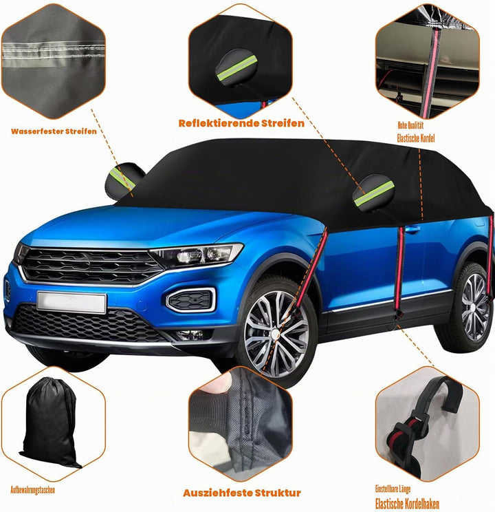 Halbgarage für VW T-ROC Cabriole 2019–2025, 420D Oxford, wasserdichte Autoabdeckung, Allwetterschutz