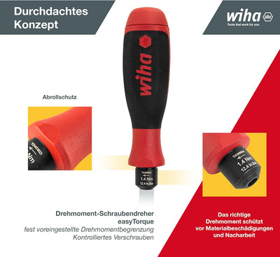 Wiha fest eingesteller Drehmoment Schraubendreher easyTorque (36234) I fix eingestellt I 1,4 Nm, 1,4