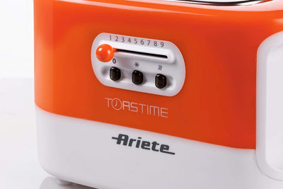 Ariete 159 Toasttime, Weisser Toaster, 2 Scheiben Kapazität, 9 Bräunungsstufen, 700 W, 3 Funktionen,