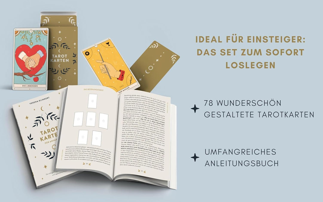Tarotkarten: Tarotkarten mit Buch, Set für Anfänger: ausführliche Beschreibungen zu Fragen, Karten u