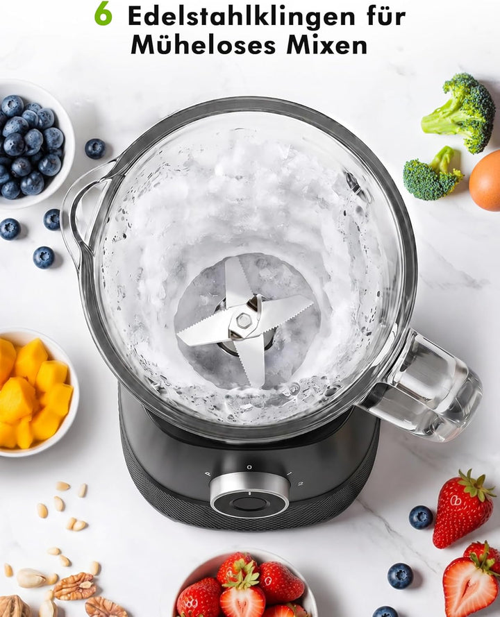 Mixer, Smoothie Maker, Standmixer, 1500 Watt Hochgeschwindigkeits Mixer Smoothie Maker mit 1,5L Glas
