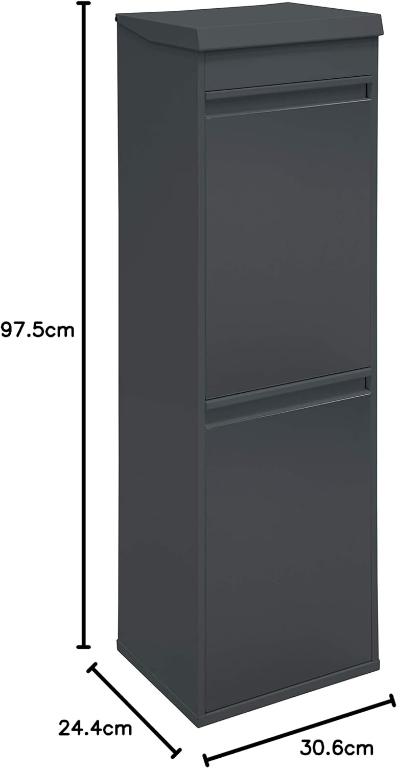 Arregui Top CR224-B Recycling Abfalleimer / Mülleimer aus Stahl mit Aufbewahrungsbox mit Deckel, Mül