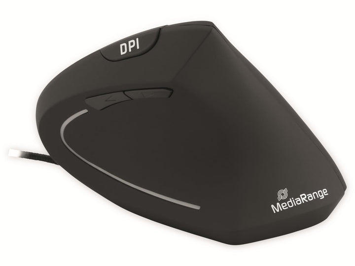 MediaRange ergonomische PC-Maus mit Kabel und 6 Tasten, vertikale Ausführung, DPI einstellbar, Optis