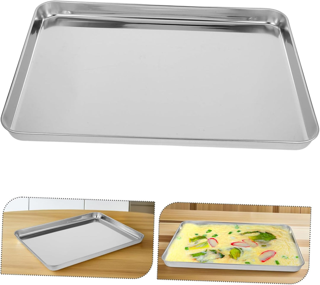 ULTECHNOVO Rechteckiger Edelstahl Teller 40,5x30,5cm Flach Als Serviertablett Für Reisnudelrollen Un
