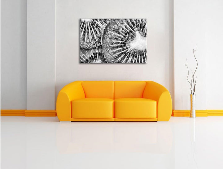 Pixxprint Grüner Kiwi Traum / 100x70cm Leinwandbild bespannt auf Holzrahmen/Wandbild Kunstdruck Deko
