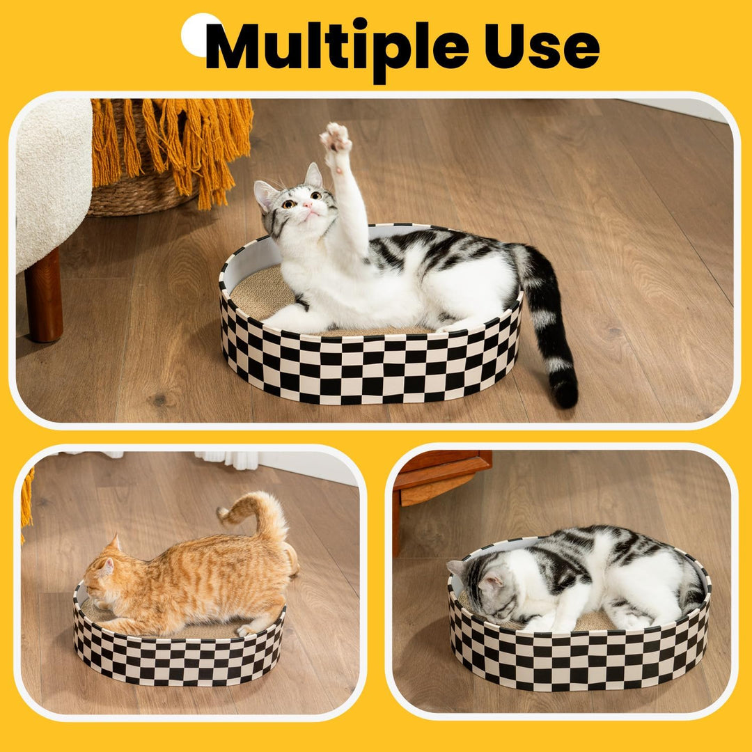 Conlun Kratzbrett Katze, Kratzbox mit 4 Katzen Kratzpappe,Wendbare Katzenkratzbretter aus Robustem W