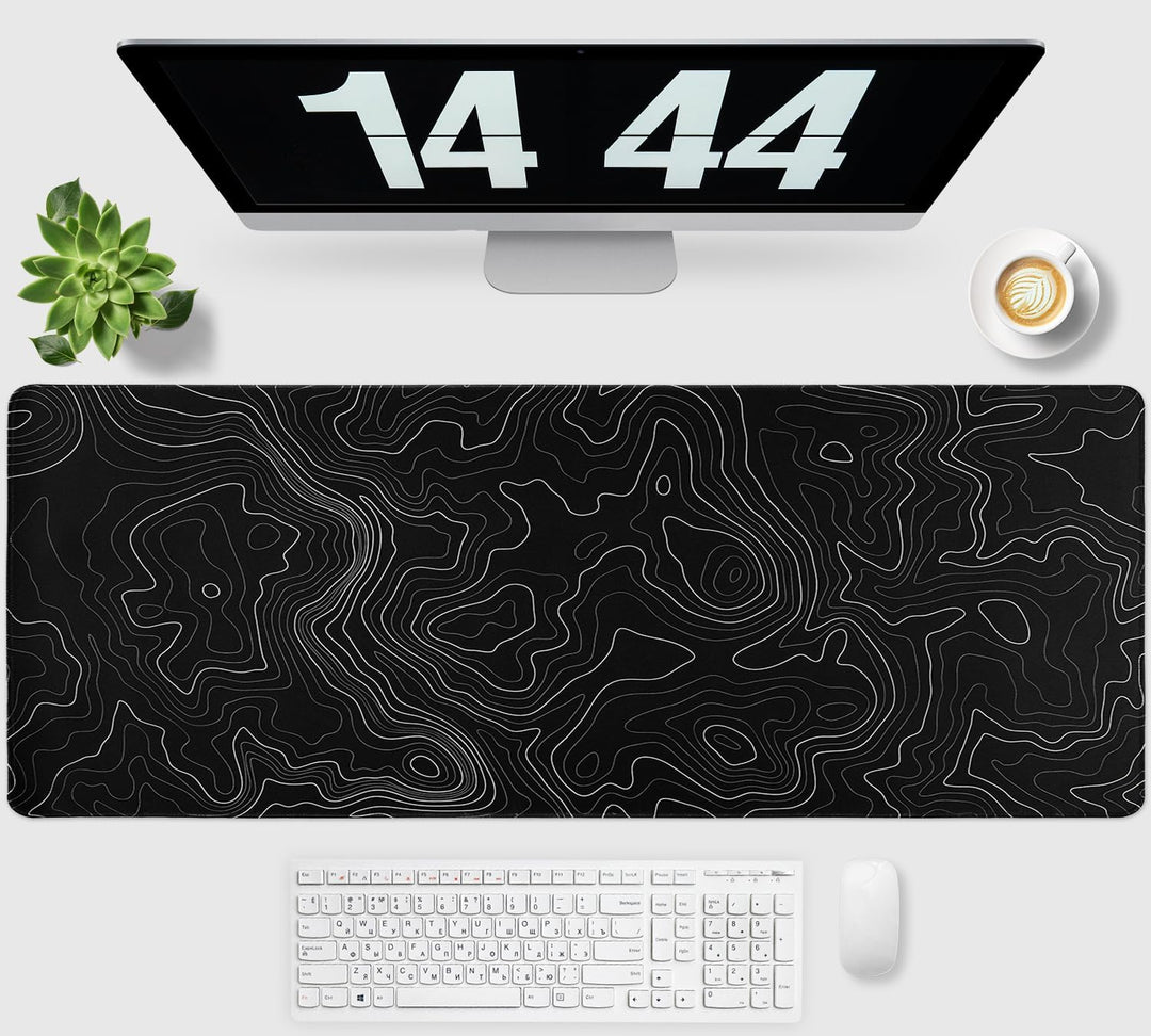 Mauspad XXXL,1200x600mm Gross topographische Karte Mausepad,Mausmatte mit Rutschfester Gummibasis,Mo