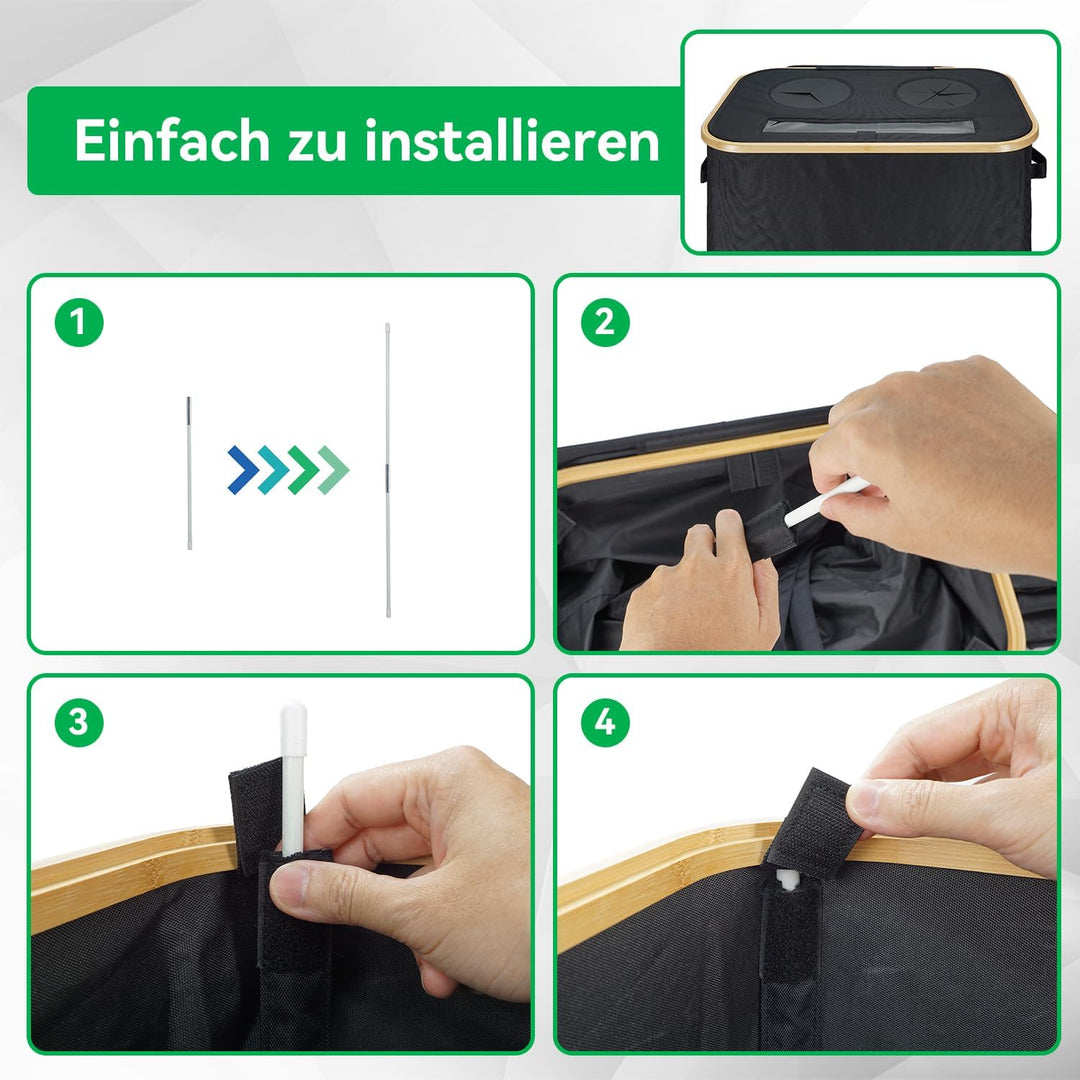 170L Pfandflaschen Sammelbehälter mit Deckel,2 Fächer,4 Flaschentaschen,Grosser Pfandbehälter,Flasch