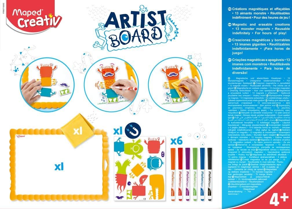 Maped 907100 Creativ Artist Board – magnetisch, Kunststoff, gelb, A4 Künstlertafel magnetisch, Künst