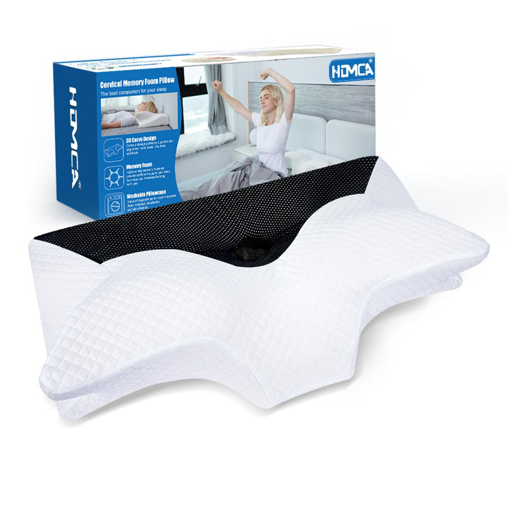 HOMCA Orthopädisches Kissen Memory Foam Nackenstützkissen für HWS Ergonomisches Kopfkissen für Rücke