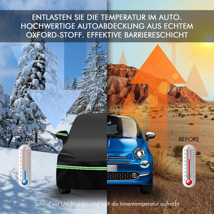 MaxAwe Autoabdeckung Wasserdicht für FIAT 2007–2024 500/500C/500E/Abarth 500, 210D Vollgarage Autopl