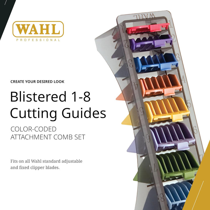 Shaving Factory Wahl Clipper Cutting Guides (coloured), 1er Pack (1 x 8 Stück) Multifarbe, Multifarb