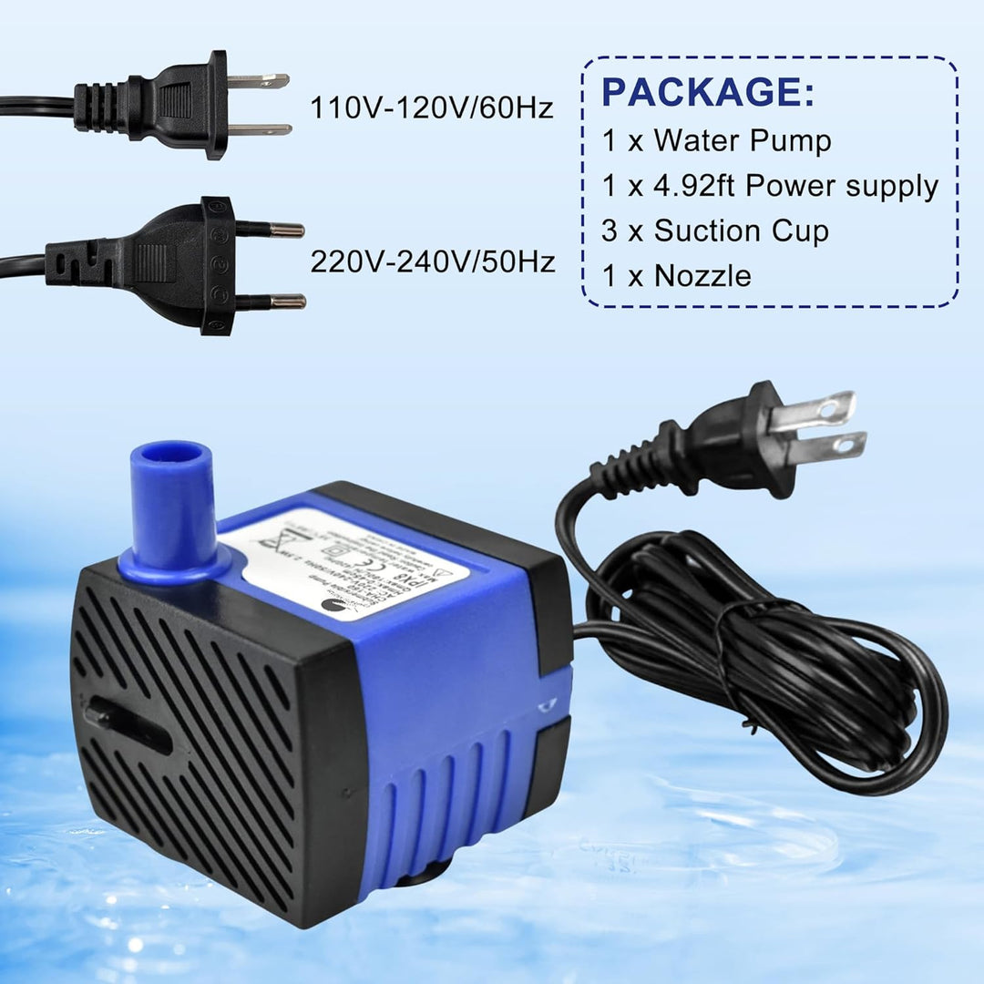 CHANCS AC 220V Wasserpumpe 2.5W 160L/H 42GPH hoher Aufzug 1.48ft kleine Tauchpumpe für Befeuchter, 2