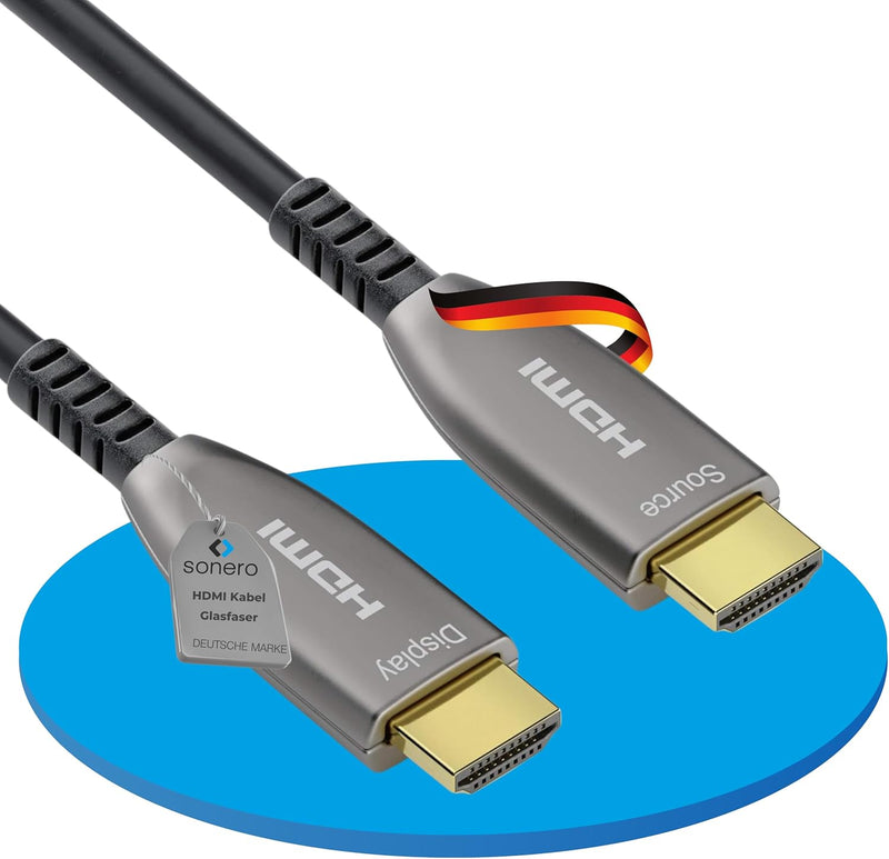 Sonero 15m HDMI Kabel 2.0b, Glasfaser Hybrid, UHD 2160P, 4K60Hz, 4:4:4, HDR, 18Gbps, schwarz 4K HDMI