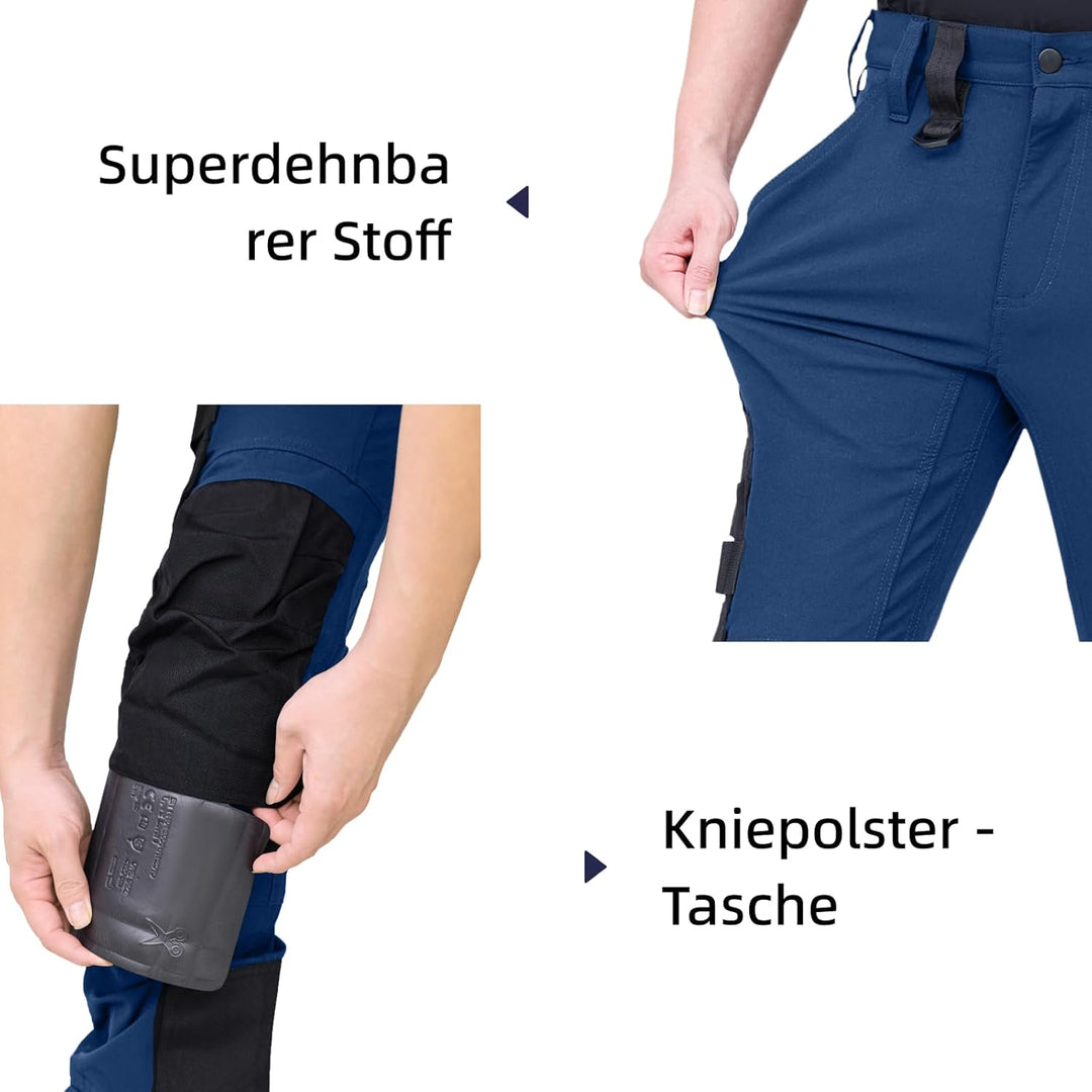 WORK IDEA Herren Slim-Fit Stretch Arbeitshose: Kritische Stoffbereiche aus Cordura – strapazierfähig