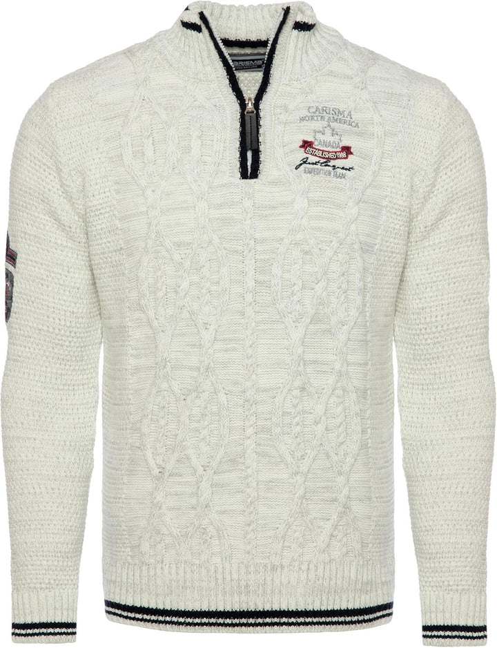 Carisma Strickpullover für Herren • Herren Troyer mit Stickerei • Angenehmer Regular Fit Pullover fü