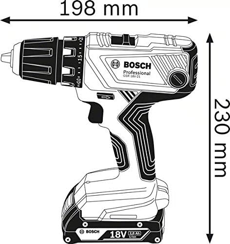Bosch Professional 18V System Akku Bohrschrauber GSR 18V-21 (max. Drehmoment: 55 Nm, ohne Akku/ Lade