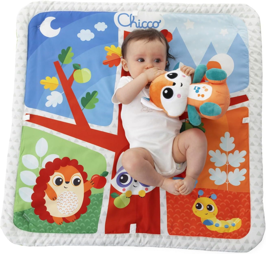 Chicco Waldzauber Baby Krabbeldecke mit Spielbogen, Multifunktionsspielbogen für Babys, 5 abnehmbare