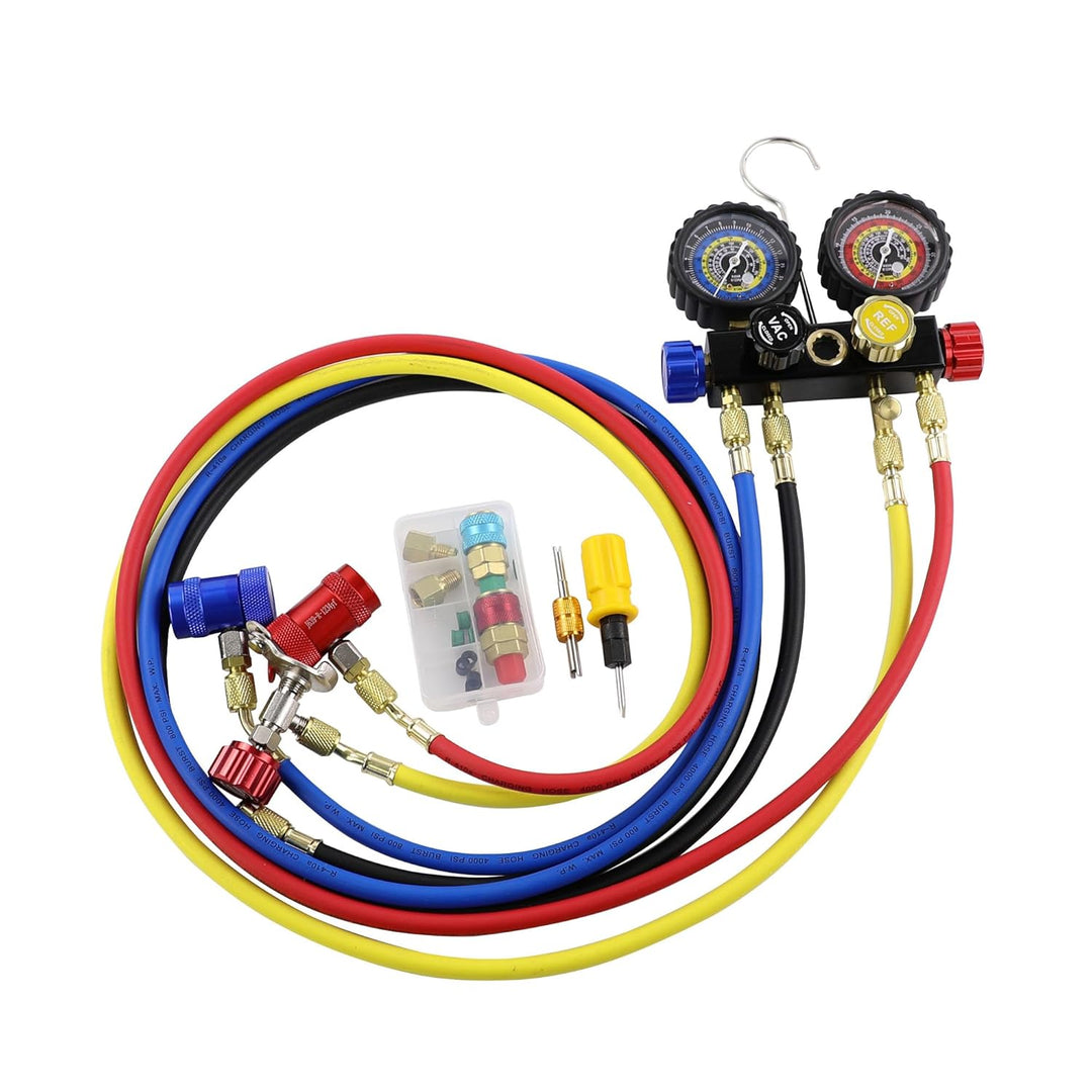 R1234yf R134a Krümmer-Messgerät-Set, 4 Ventilverteiler, kompatibel mit R1234yf R134A Kältemitteln mi