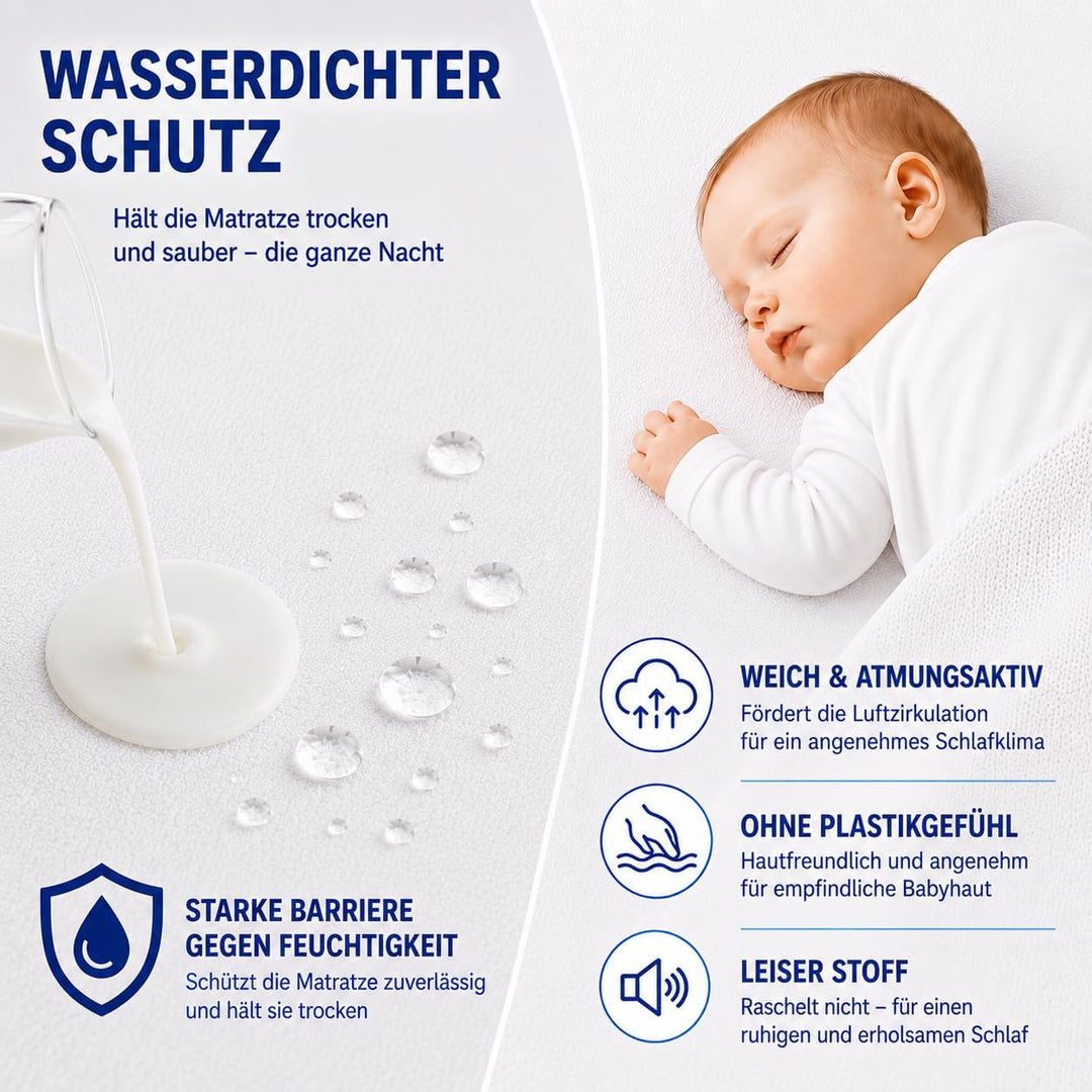 FlyIdeas Spannbettlaken 60x120 cm fur Babybett, 3 STK. - 100% Reine und Sanft Baumwolle - 2 Spannbet