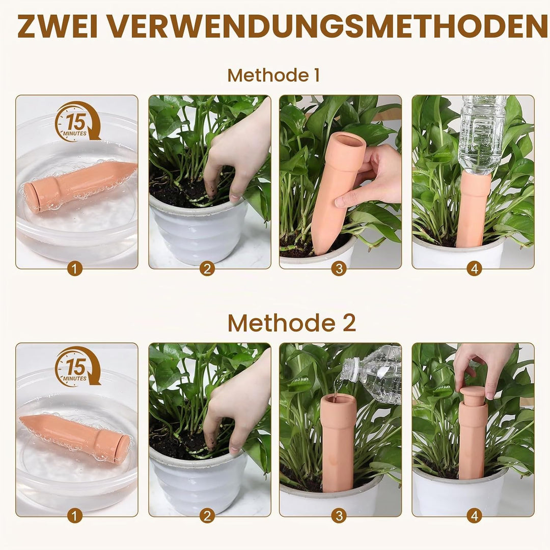EXLECO 4 x 120ml Tonkegel Bewässerung mit Deckel Pflanzen Bewässerungskugel Pflanzen Wasserspender T