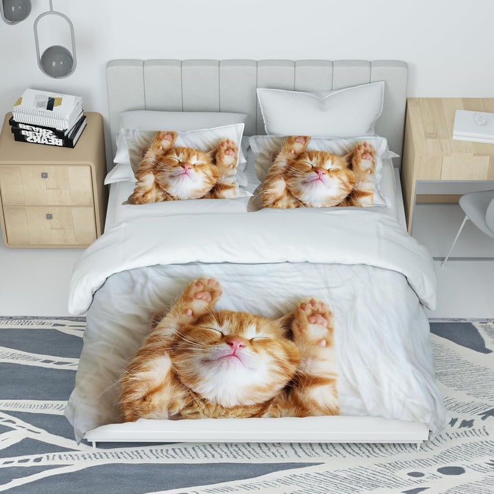 IUNTWEIE Katzen bettwäsche 200x200, 3D Katzen Muster Bettwäsche-Sets mit Reissverschluss, Super Weic