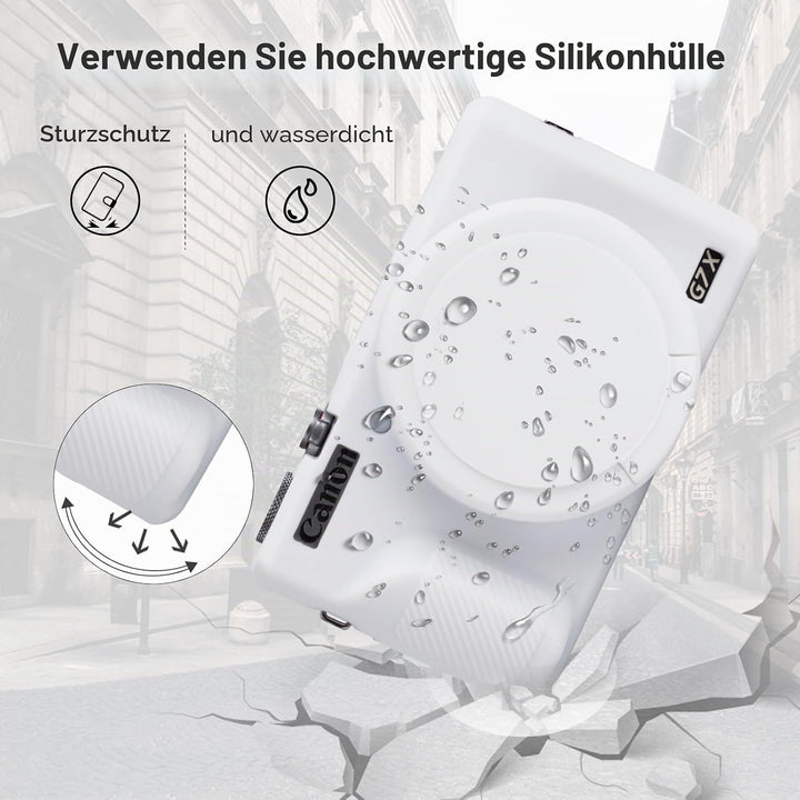 Rieibi Silikon-Schutzhülle für Canon G7X Mark III Hülle, G7X Mark III Zubehör mit 2 Stück Displaysch