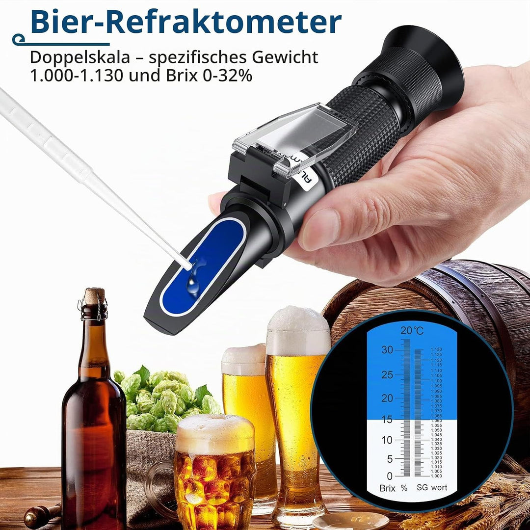 Refraktometer Bier 0–32% Brix Refraktometer für die Bierherstellung ATC mit Zwei Skalen Gewicht der