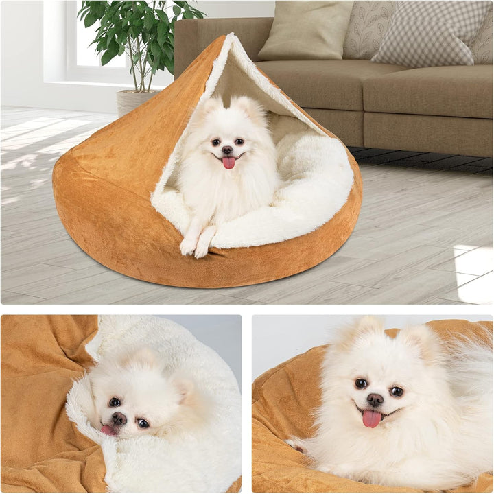 MICOOYO Beruhigendes Hundebett -Gemütliches Donut Hundedeckenbett für Hund, klemmendes Haustier Höhl