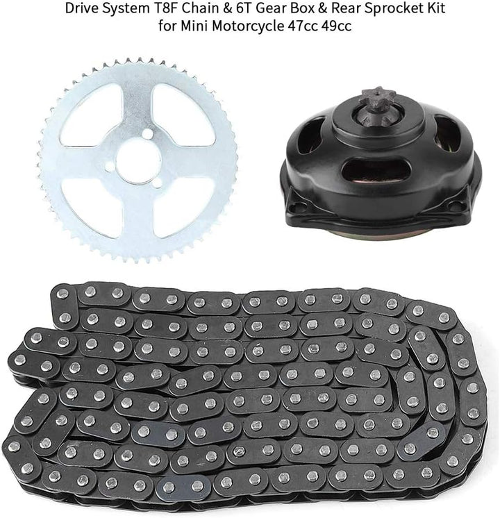 T8F Motorradkette Standard Rollenkette 6T Getriebe Kettenradsatz für Mini Motorrad 47cc 49cc