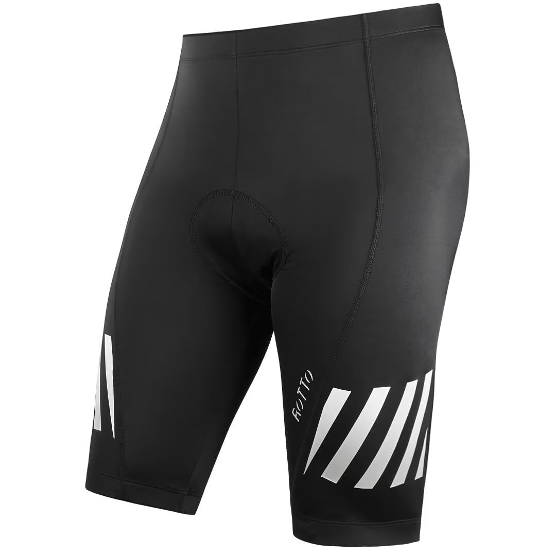 ROTTO Radlerhose Herren Fahrradhose Kurz Radhose Gepolstert Gemütlich stossfeste, 01 Schwarz(mit Str
