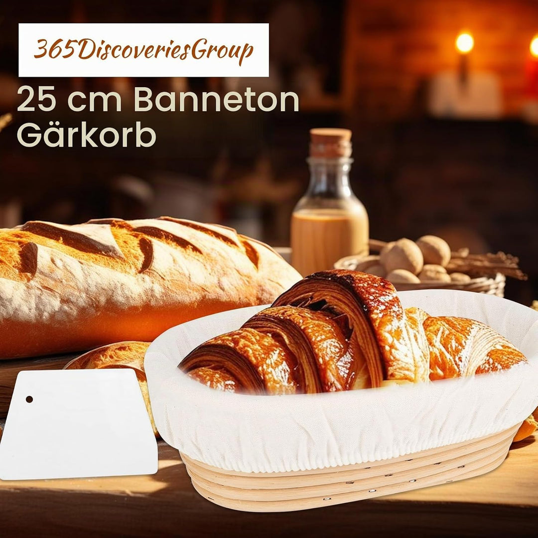 CTDMJ Gärkörbchen 10 Zoll, 7-teilig Sauerteig Brot Gärkorb Set, Sauerteig Starter Set Glas 700ml, 10