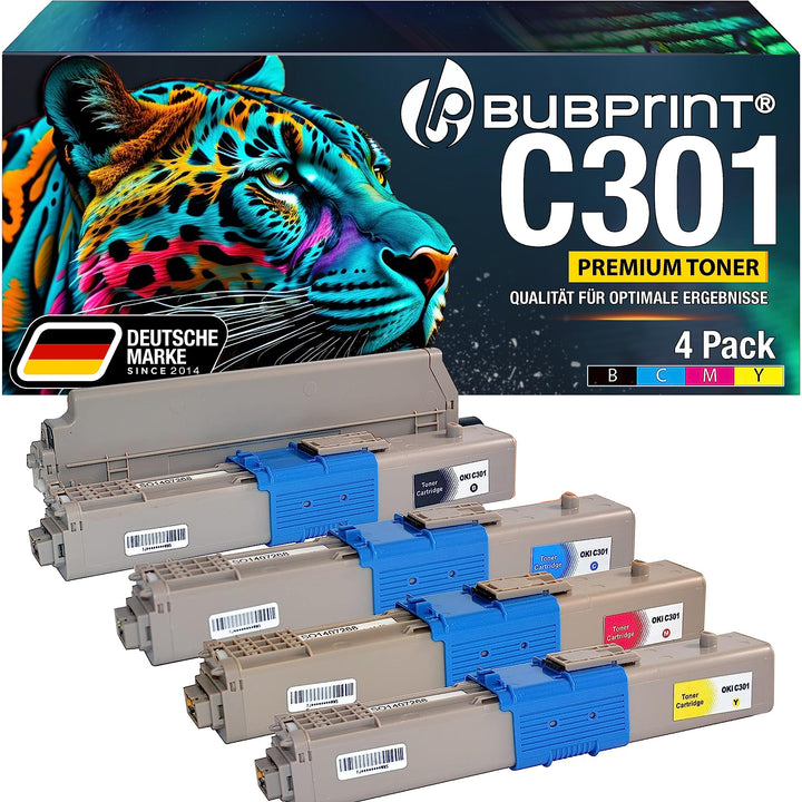 4er-Pack Bubprint Kompatibel Toner als Ersatz für Oki C301 C301DN C321 C321DN MC332 MC332DN MC340 MC