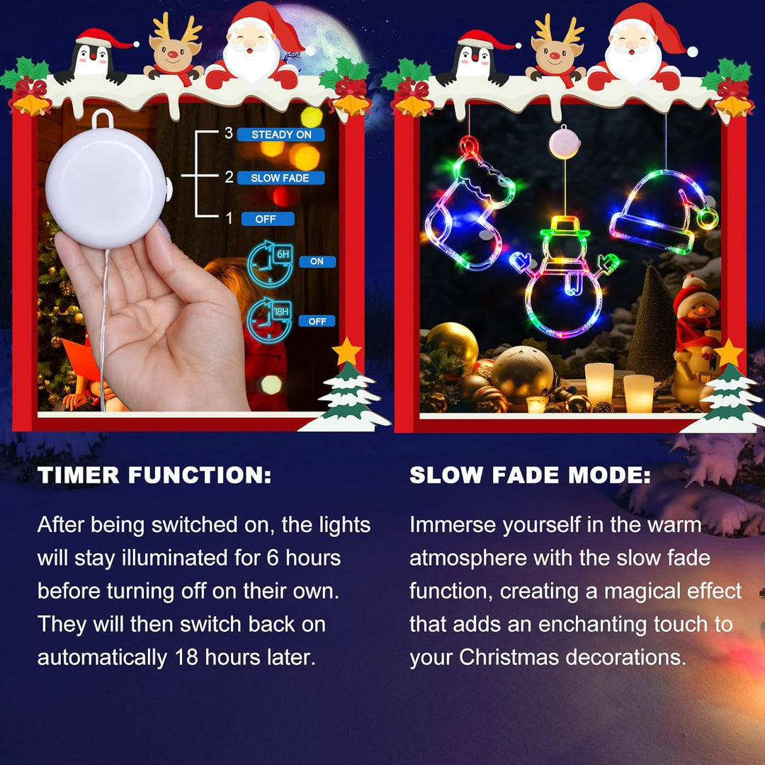 LOLStar Weihnachtsdeko, 3er-Pack Mehrfarbig Weihnachtsstrumpf, Schneemann, Weihnachtsmann Mütze Lich