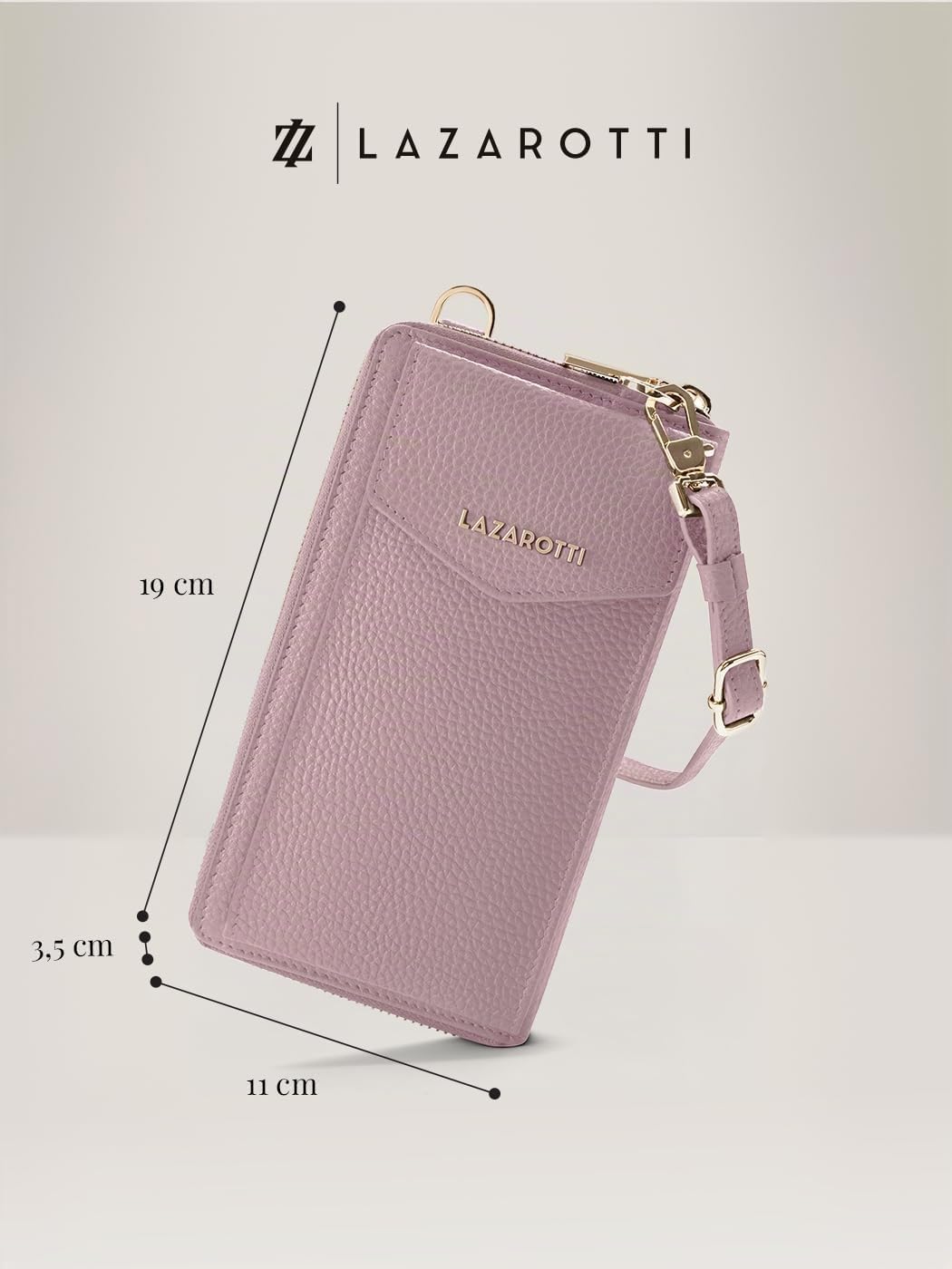 Lazarotti Bologna XL Leder Damen-Geldbörse &amp; Handytasche (2-in-1) | 16 Kartenfächer | zum Umhängen m