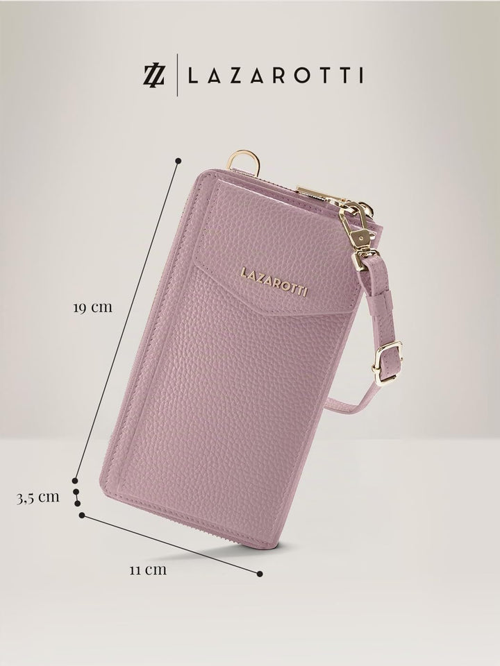 Lazarotti Bologna XL Leder Damen-Geldbörse &amp; Handytasche (2-in-1) | 16 Kartenfächer | zum Umhängen m