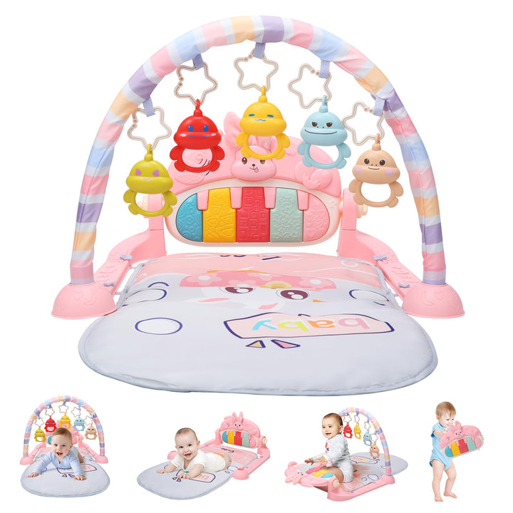 CUTE STONE Spielbogen Baby, Klavier Spieldecke baby mit Musik & Lichtern, Spielmatte mit Spielbogen