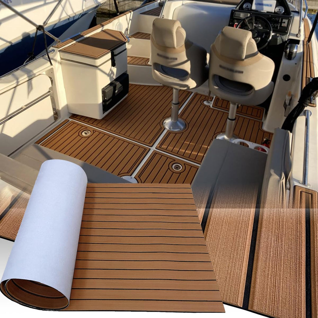 Hzkaicun Eva Schaum Boot 240x17/41/60/90 cm, Teakholz Eva Schaum Bodenbelag, Selbstklebende Deck Tep