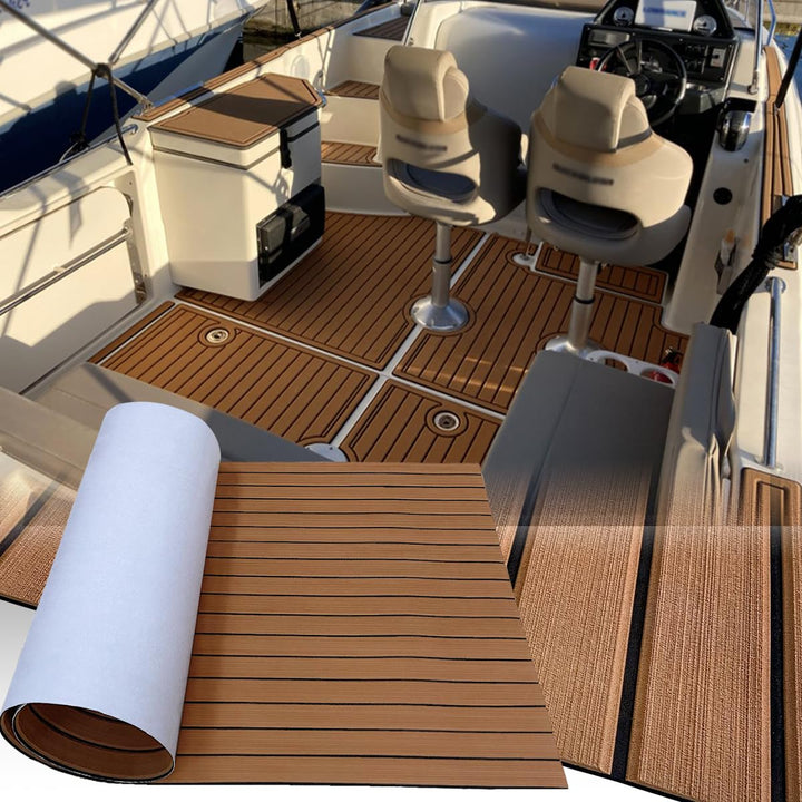 Hzkaicun Eva Schaum Boot 240x17/41/60/90 cm, Teakholz Eva Schaum Bodenbelag, Selbstklebende Deck Tep