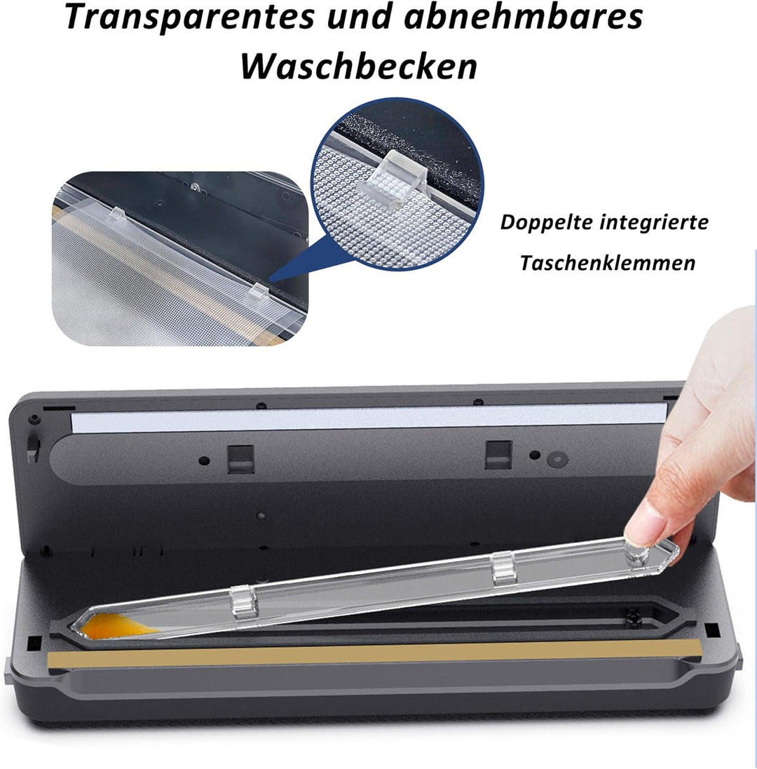 Vakuumierer für Lebensmittel – Vollautomatisches Vakuumiergerät, kompakt und tragbar, für trockene u