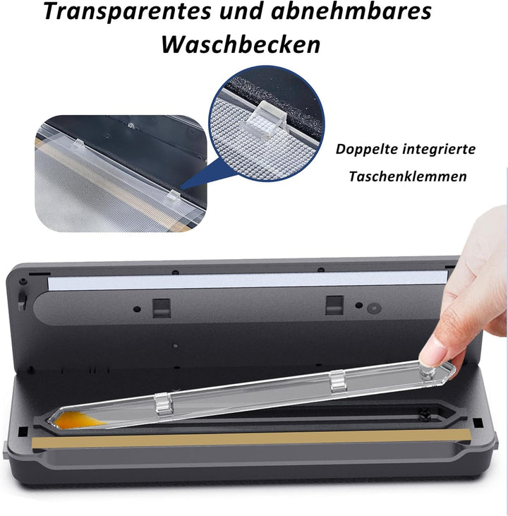 Vakuumierer für Lebensmittel – Vollautomatisches Vakuumiergerät, kompakt und tragbar, für trockene u