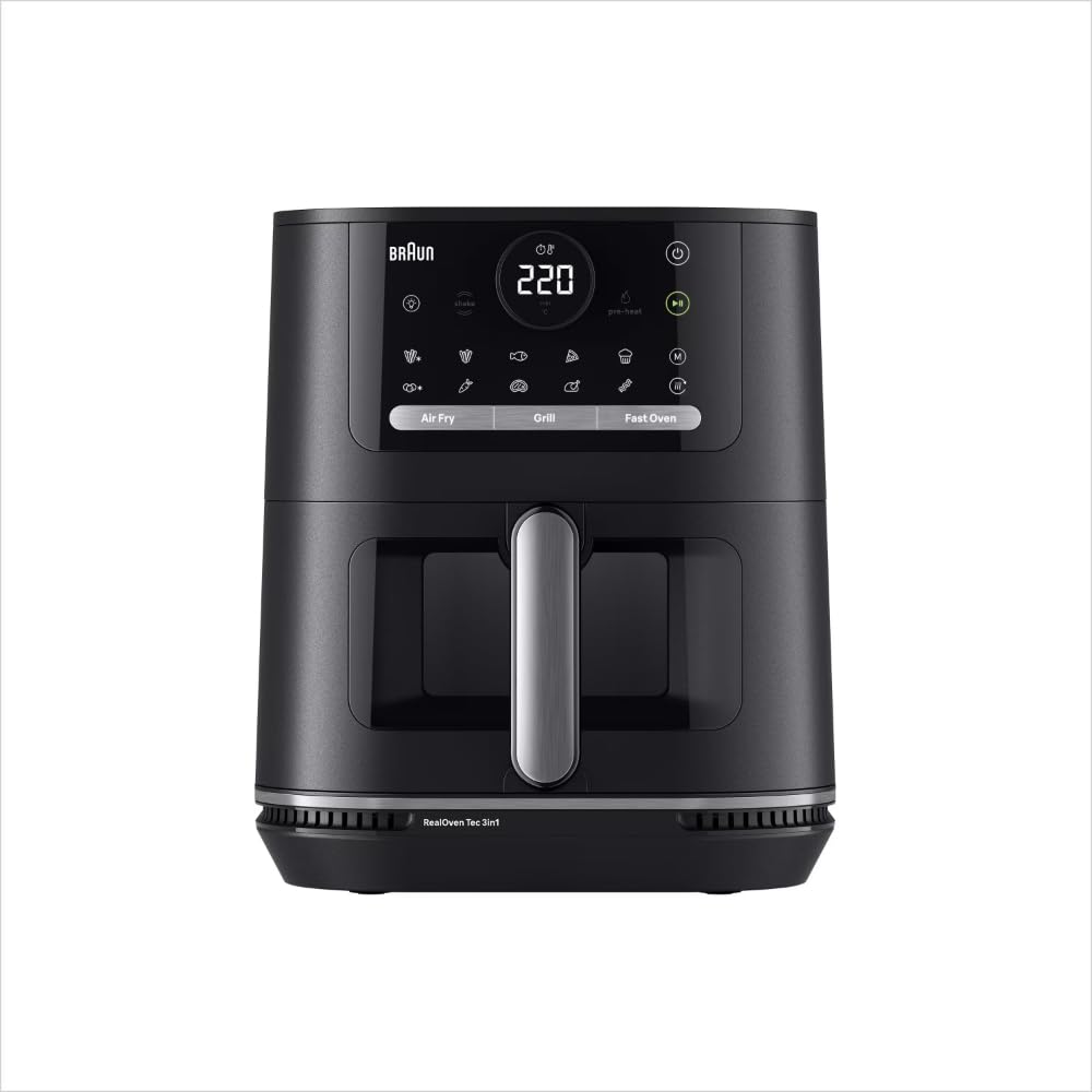 Braun MultiFry 5 HF5073IBK, 3-in-1 Heissluftfritteuse, 6L Airfryer, 80-220°, 20 Programme, spülmasch