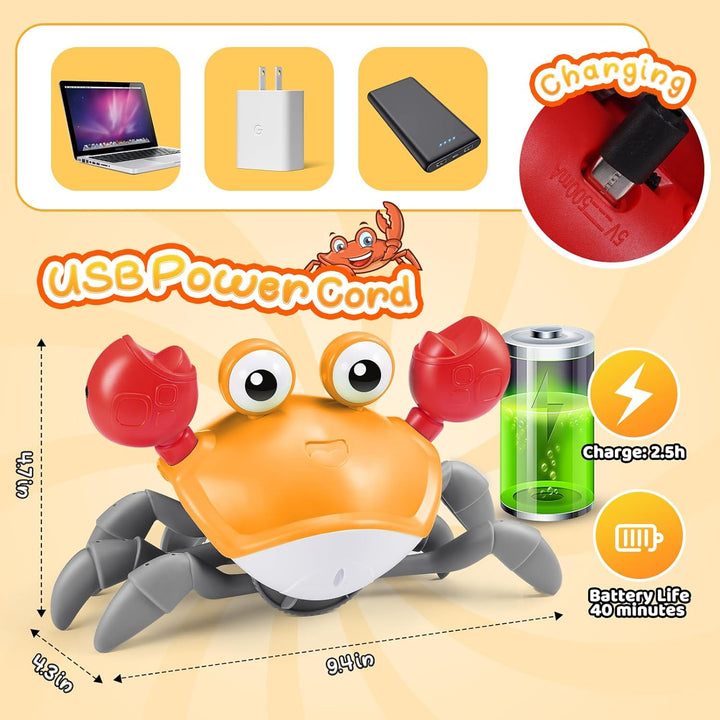Adeokay Krabbe Baby Spielzeug 1 2 3 Jahr, Baby Crab Crawling Toy Spielzeug ab 6 7 8 9 10 Monate Kind