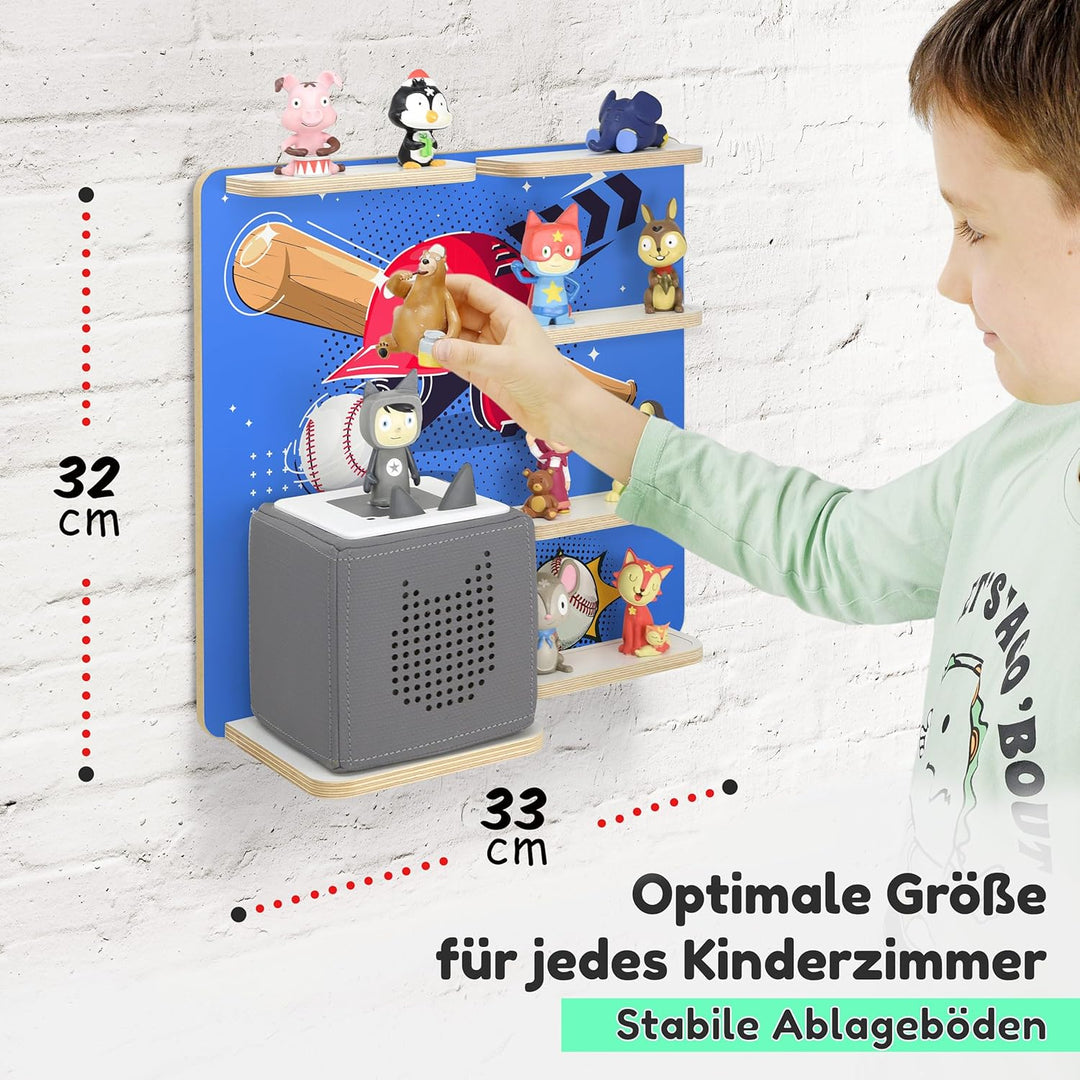 stadtecken Holzregal für Musikbox – Passend für Toniebox & ca. 35 Tonies | Perfekte Aufbewahrung für