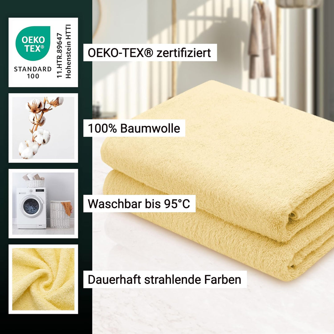 ZOLLNER 2er Set Duschtücher - weiche und saugstarke Handtücher - waschbar bis 95°C - Baumwolle - 70x