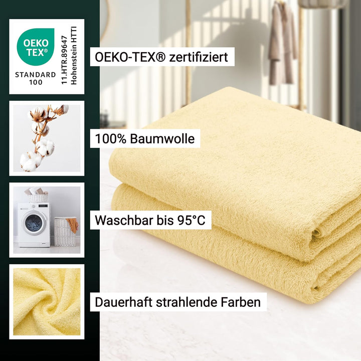 ZOLLNER 2er Set Duschtücher - weiche und saugstarke Handtücher - waschbar bis 95°C - Baumwolle - 70x