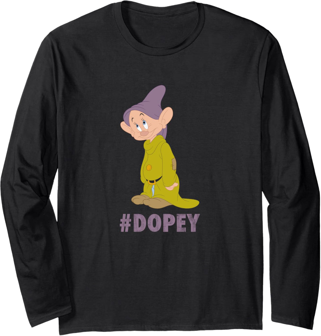 Disney Snow White Dopey Hashtag Portrait Langarmshirt
